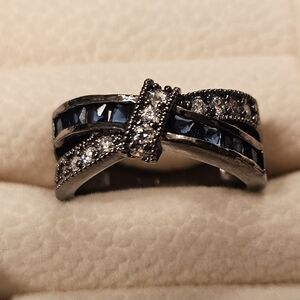 Elegant Silver and Blue Gemstone Ring